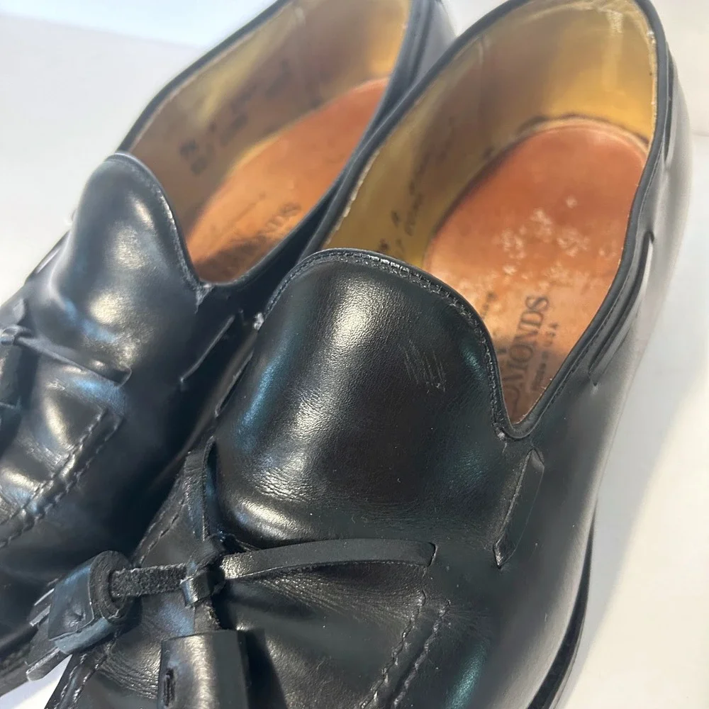 Allen Edmonds Grayson Tassel Loafer Men 9.5 Black Leather Dress Shoes USA Preppy